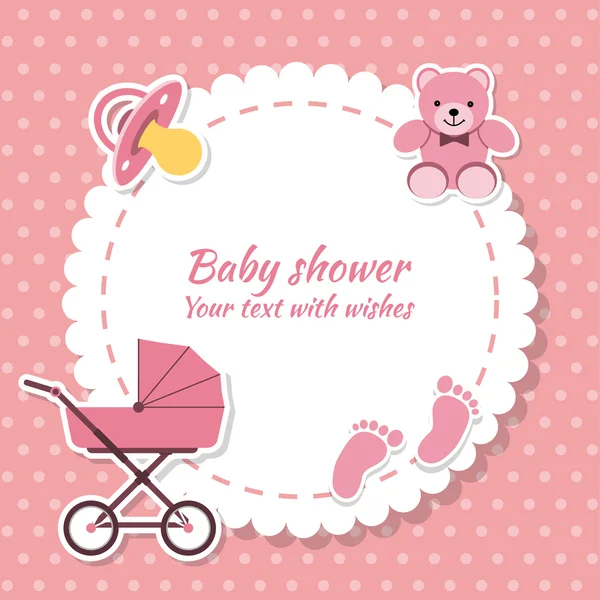 Baby-Dusche Mädchen, Einladungskarte. — Stockvektor