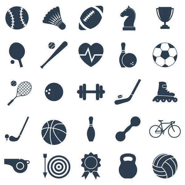 Negro iconos deportes — Vector de stock