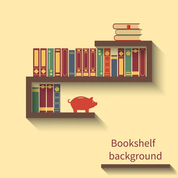 Estantería con libros — Vector de stock