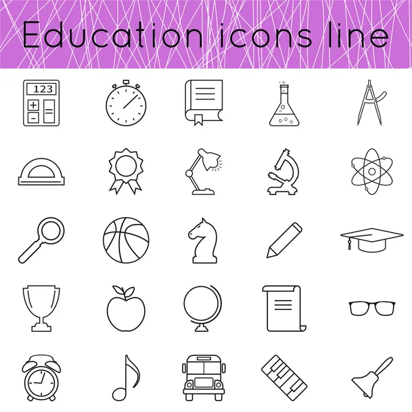 Linha ícones educação — Vetor de Stock