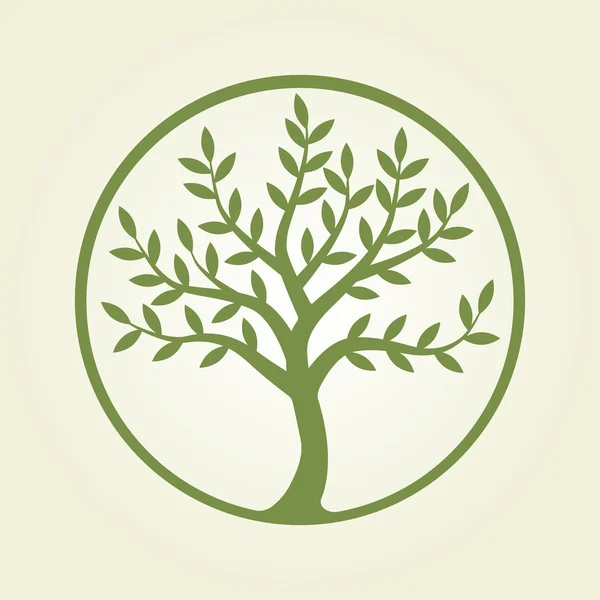 Logo árbol, círculo verde — Vector de stock