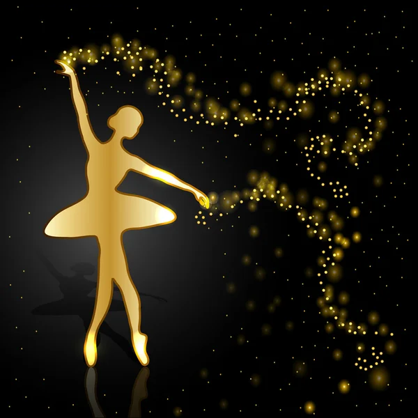 Ballerine dorée sur fond sombre . — Image vectorielle