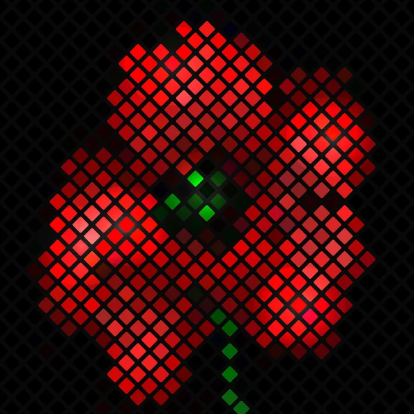 Fondo de mosaico con flor de amapola roja — Vector de stock