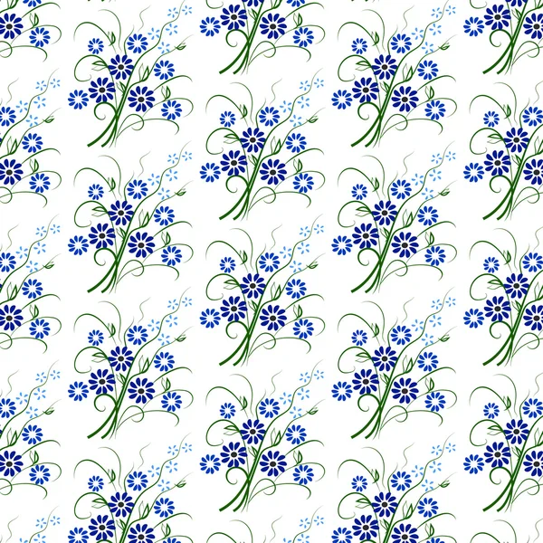 Blumenmuster mit blauen Blüten — Stockvektor