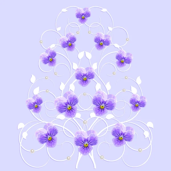 Árvore decorativa com flores violetas — Vetor de Stock