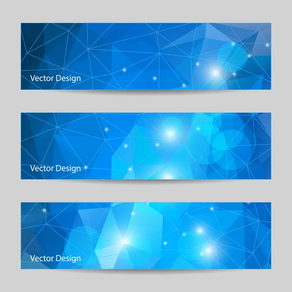 Un conjunto de banners vectoriales con fondo poligonal — Archivo Imágenes Vectoriales