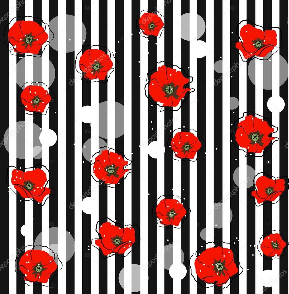 Abstract red poppy flowers