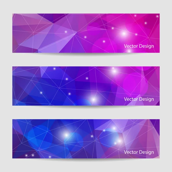 A set of vector banners with polygonal background — Stock Vector