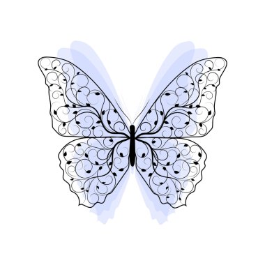 Bitki deseni ile güzel kelebek.