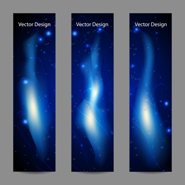 Ensemble de bannières verticales avec feu bleu abstrait — Image vectorielle