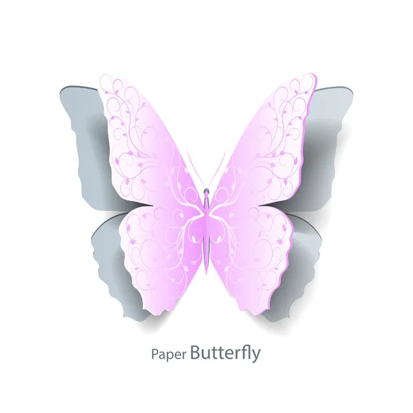 Mariposa rosa cortada de papel . — Vector de stock