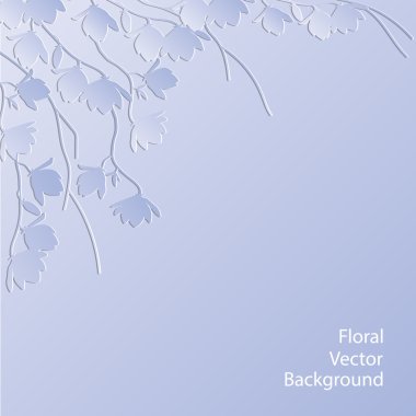 Kağıt arka plan mavi Manolya dallarda.