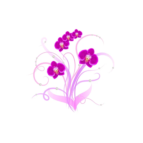 Buket dekoratif anggrek ungu - Stok Vektor