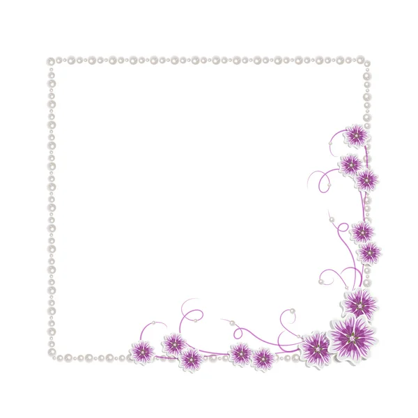 Квіткова рамка з перлами — стоковий вектор