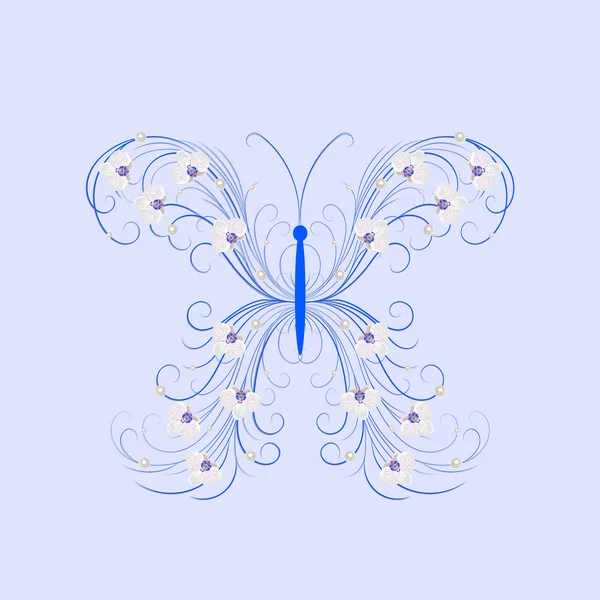 Magnifique motif tourbillon en forme de papillon . — Image vectorielle