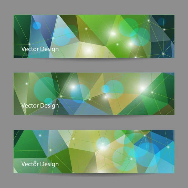 Set von Vektorbannern mit polygonalem Hintergrund — Stockvektor
