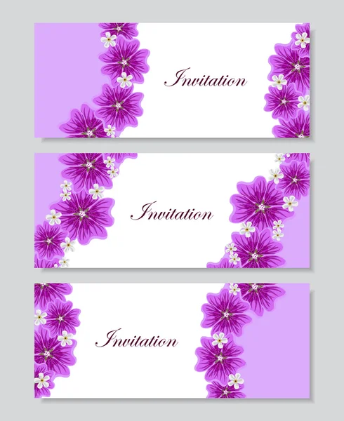 Set horizontale banners met bloemen — Stockvector