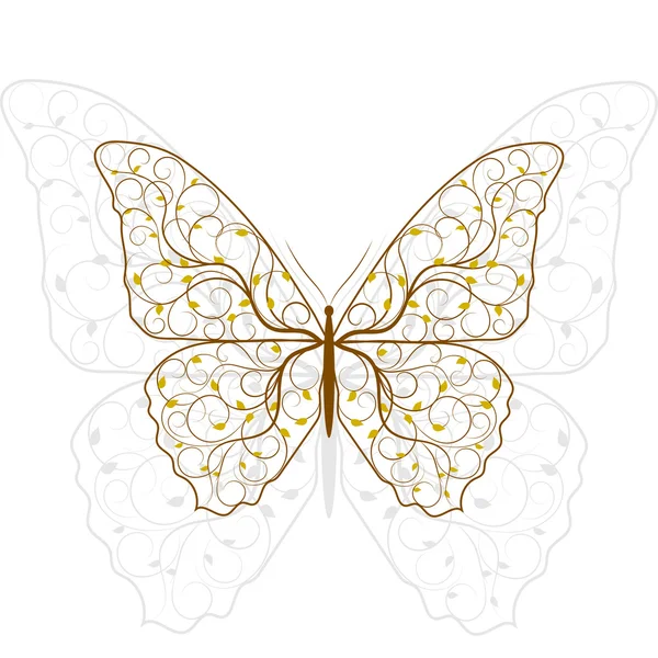 Beau papillon avec motif végétal . — Image vectorielle