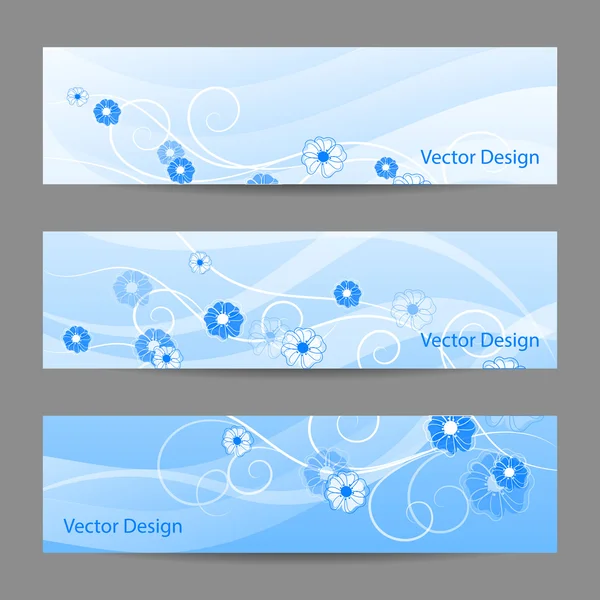 Set von horizontalen Bannern mit Blumen — Stockvektor