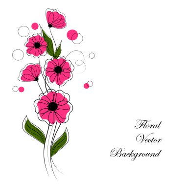 Abstract bouquet of pink flowers clipart