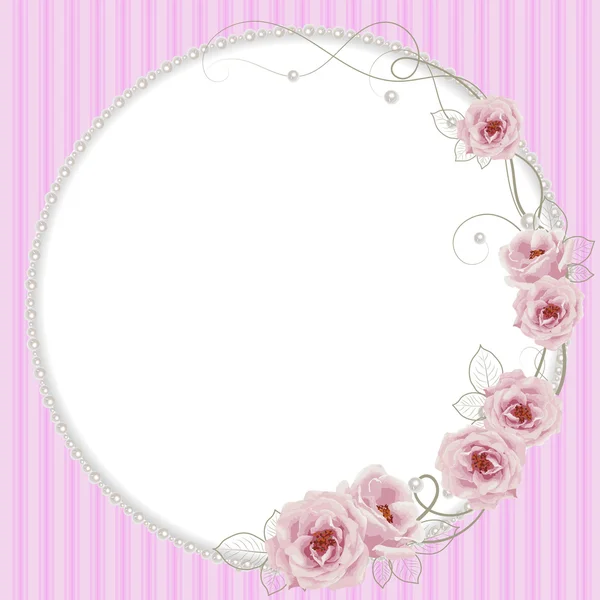 Cadre délicat avec des roses et des perles — Image vectorielle
