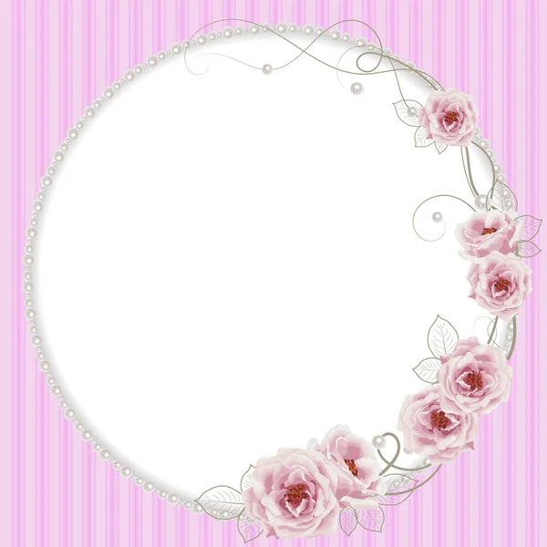 Cornice delicata con rose e perle — Vettoriale Stock