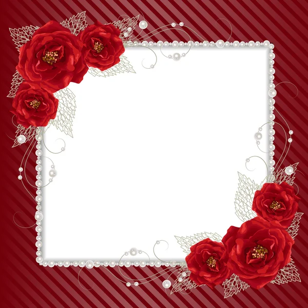 Floral frame with pearls — Stock Vector