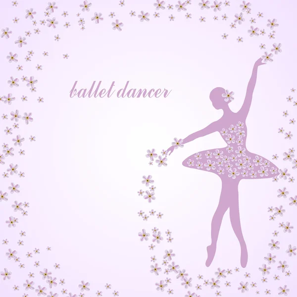 Tender ballerina med blommor — Stock vektor