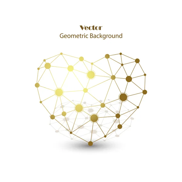 Coeur vecteur en or composé de points connectés . — Image vectorielle
