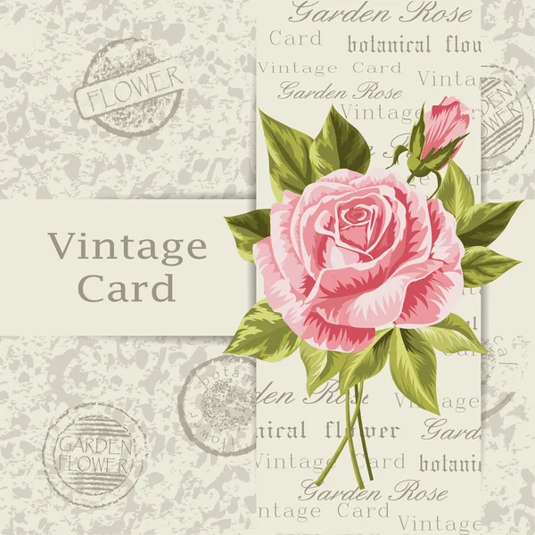 Carte vintage avec fleurs — Image vectorielle