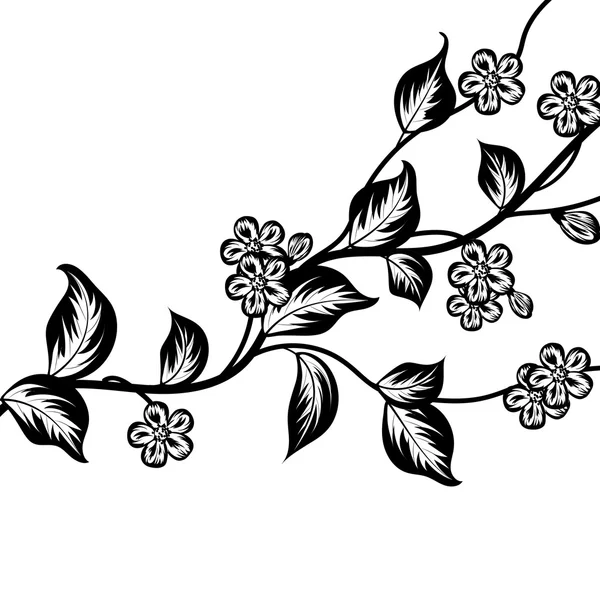 Simple floral background in black and white — Stock Vector