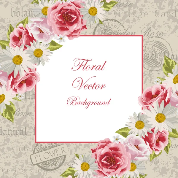 Vintage frame met bloemen — Stockvector