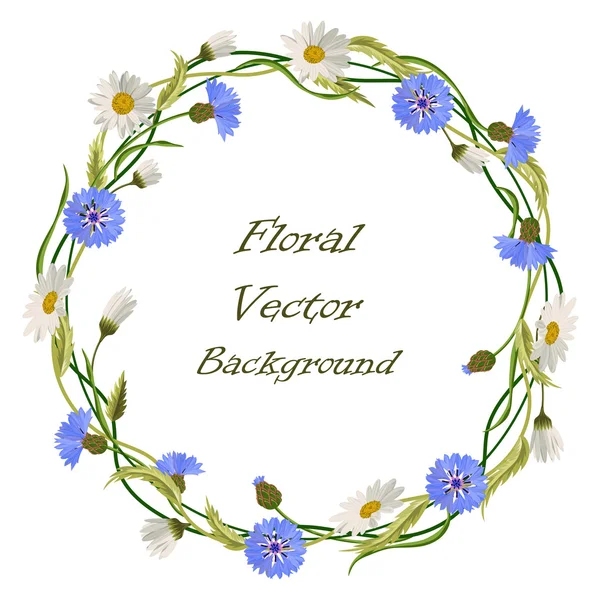 Krans frame met wilde bloemen — Stockvector