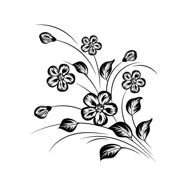 Fond floral simple en noir et blanc — Image vectorielle