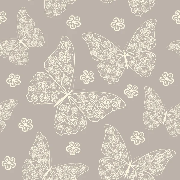 Vackra seamless mönster med fjärilar — Stock vektor