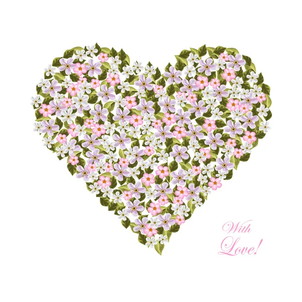 Flores en forma de corazón . — Vector de stock