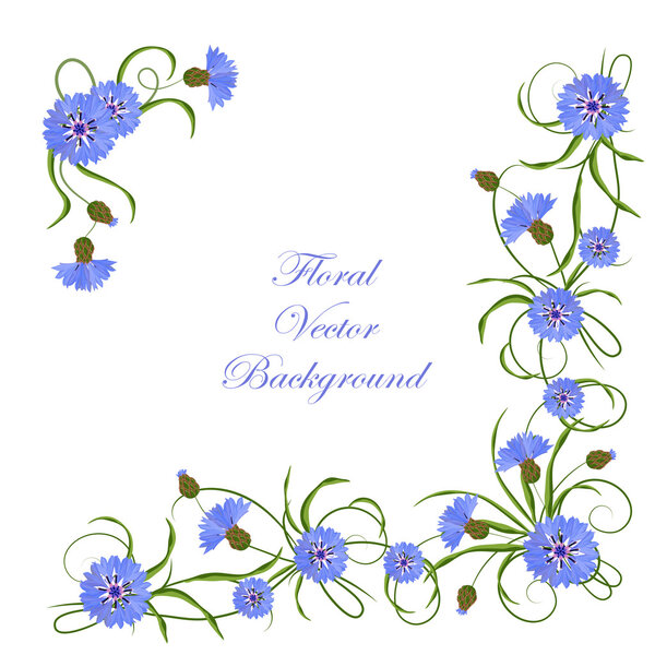 Угловая композиция с васильками и листьями
.