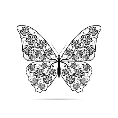 Güzel kelebek çiçek desenli.