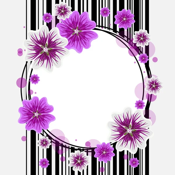 Cadre rond avec fleurs — Image vectorielle