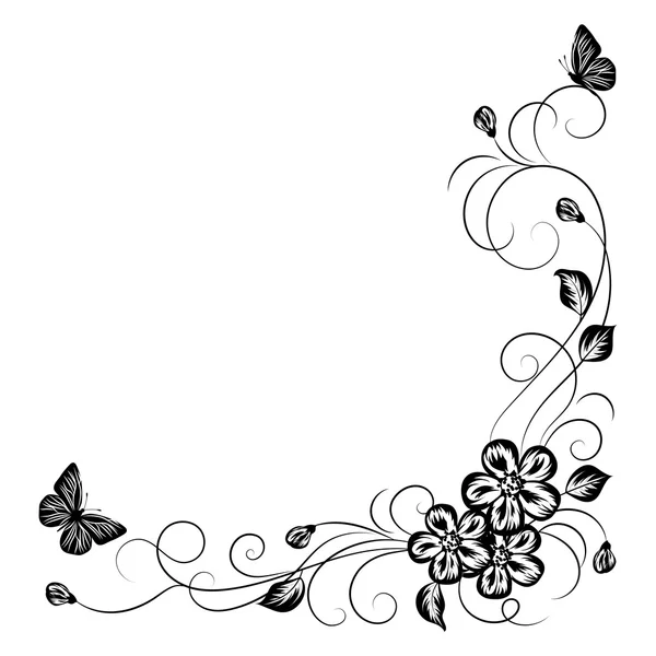 Simple floral background in black and white — Stock Vector