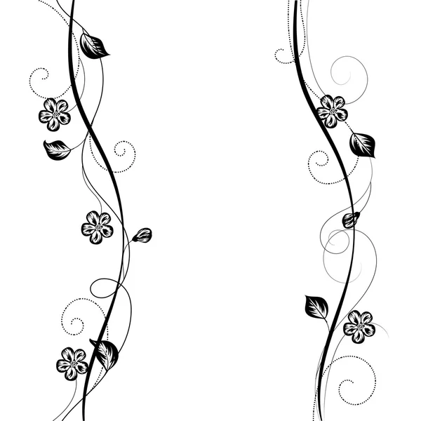 Egyszerű virágos háttér, fekete-fehér — Stock Vector