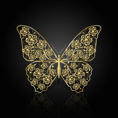 Çiçek desenli Altın Kelebek.