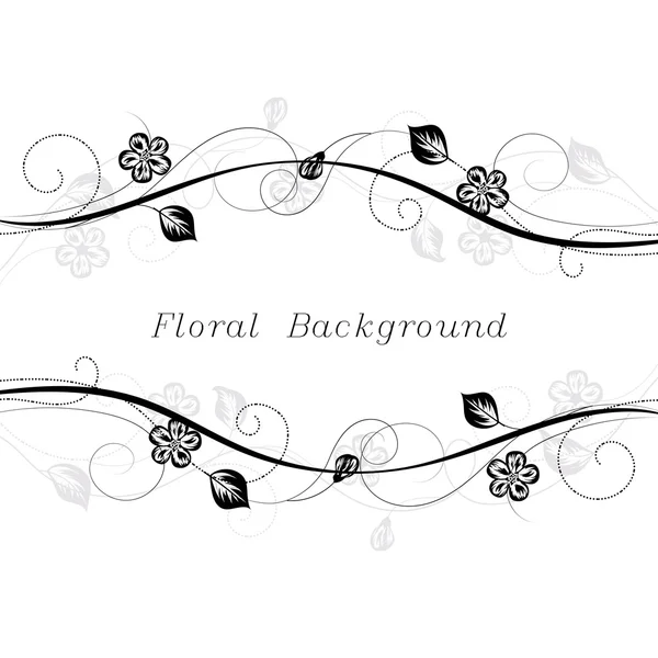 Einfacher floraler Hintergrund in schwarz und weiß — Stockvektor