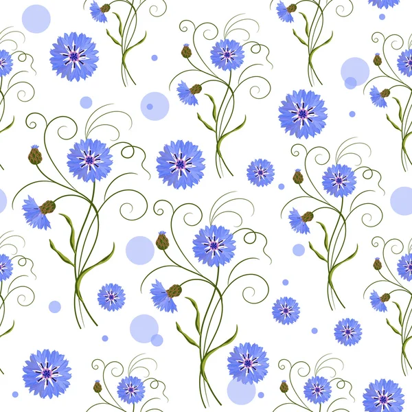 Modèle sans couture avec des fleurs bleues — Image vectorielle