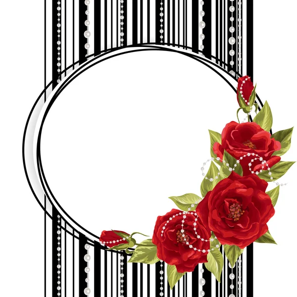 Delicado marco con rosas y perlas — Archivo Imágenes Vectoriales