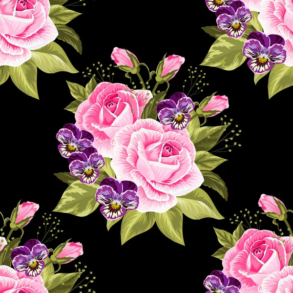 Motif floral sans couture avec des roses — Image vectorielle