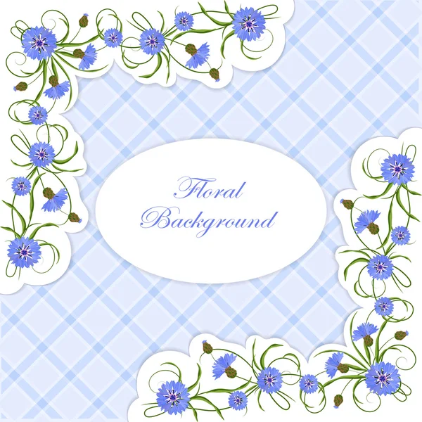 Vintage kaart met korenbloemen en bladeren. — Stockvector