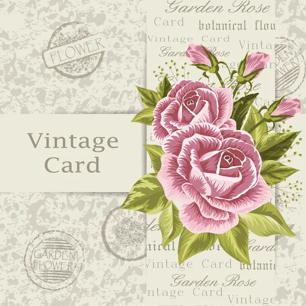 Carte vintage avec fleurs — Image vectorielle