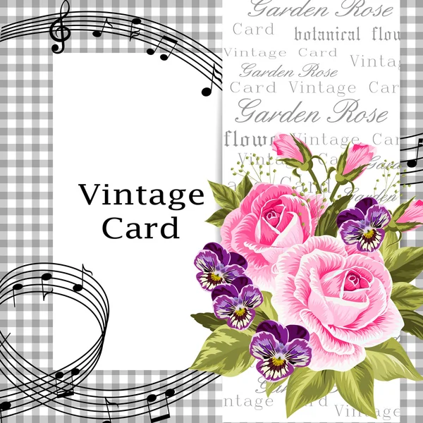 Carte vintage avec fleurs — Image vectorielle