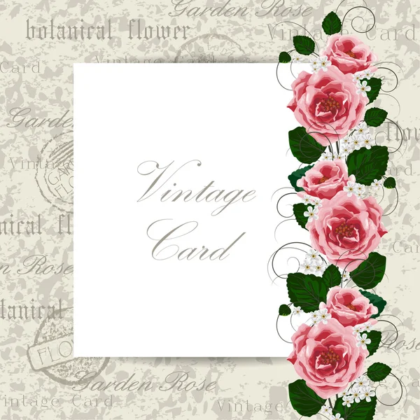 Tarjeta Vintage con flores — Vector de stock